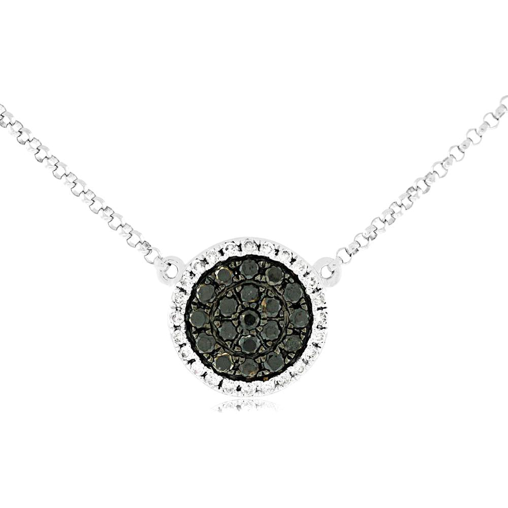 Royal 14K White Gold Diamond & Black Diamond Pendant - Timeless Elegance