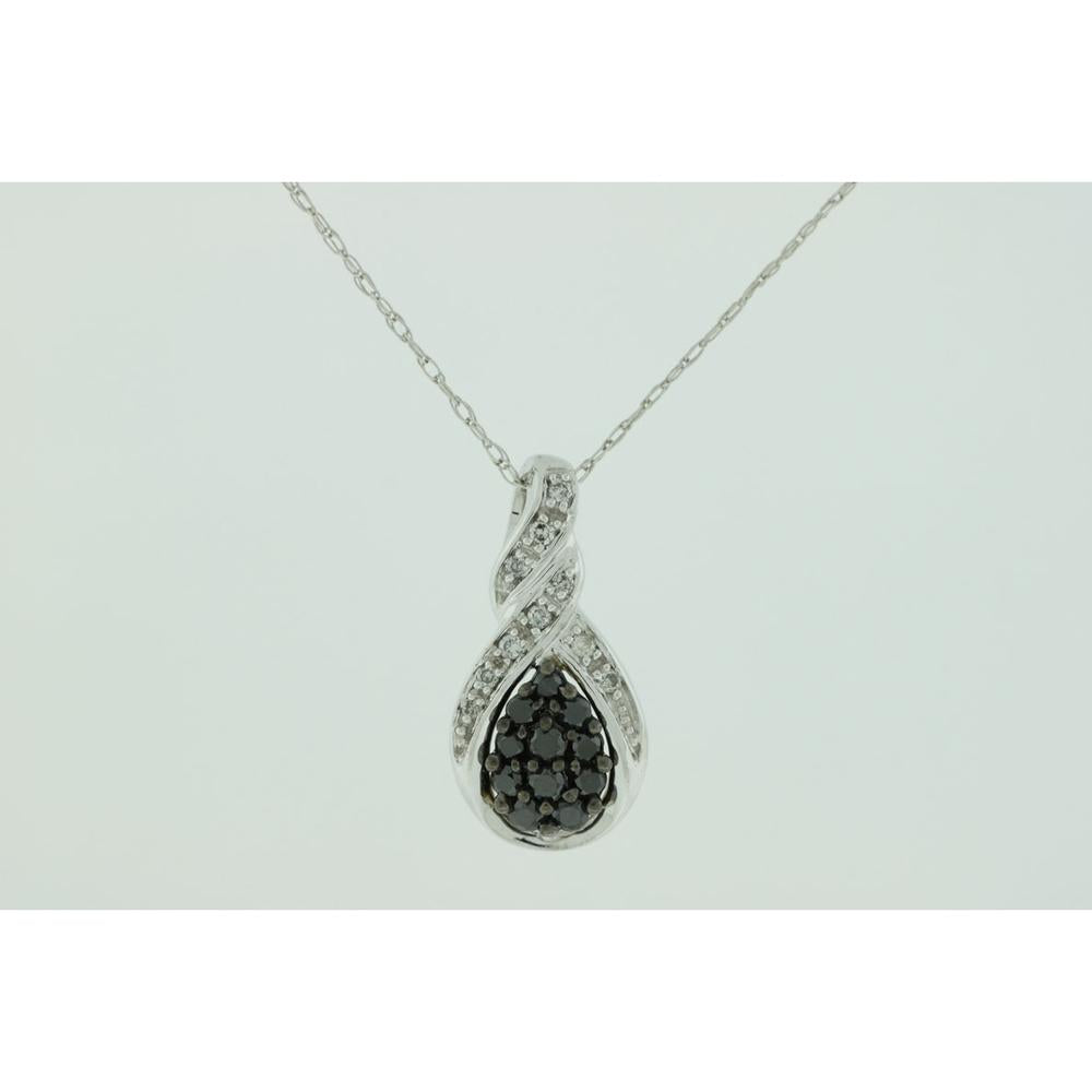 Royal 14K White Gold Diamond & Black Diamond Pendant - Timeless Elegance