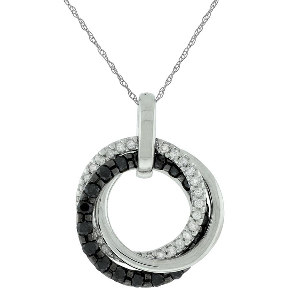 Royal 14K White Gold Diamond & Black Diamond Pendant - Timeless Elegance