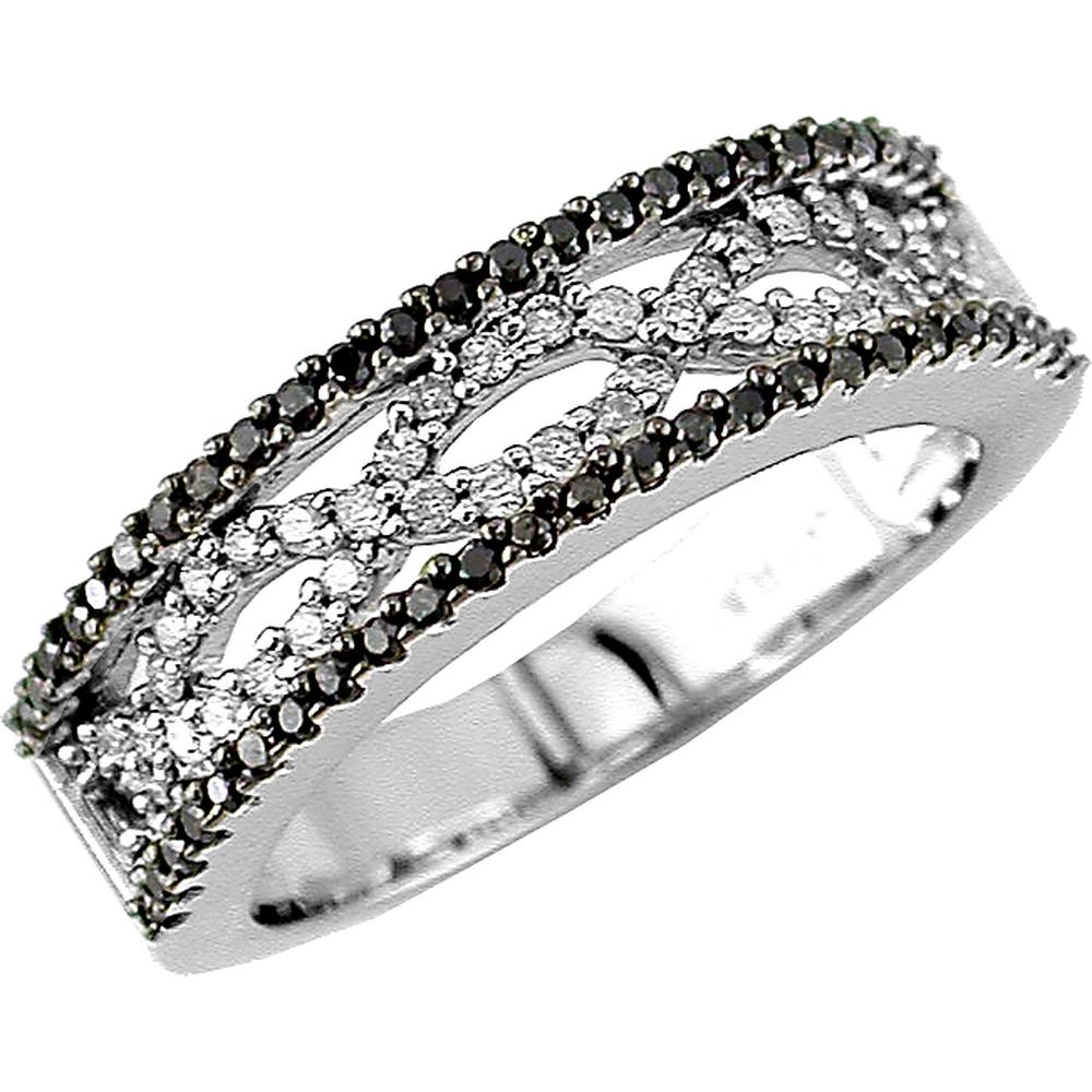 Royal 14K White Gold Diamond and Black Diamond Wedding Ring - Timeless Elegance
