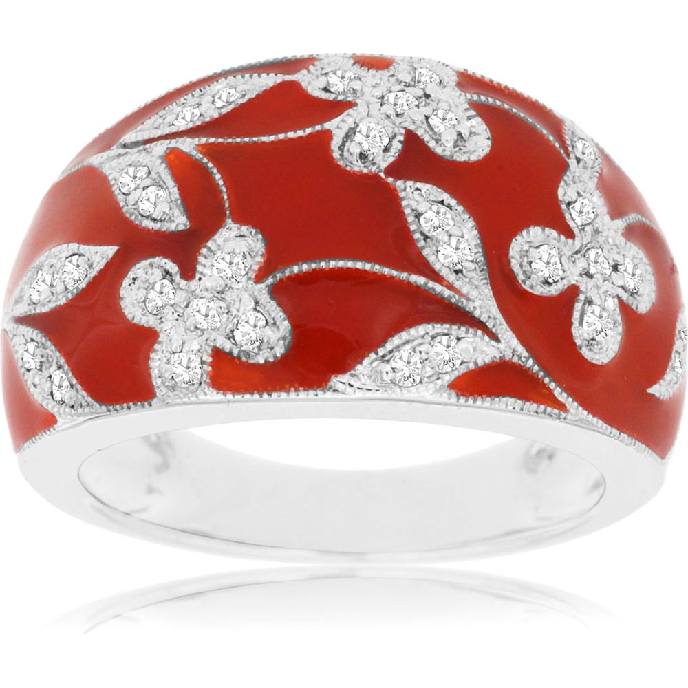 Royal 14K White Gold Diamond & Enamel Artisan Ring - Timeless Elegance