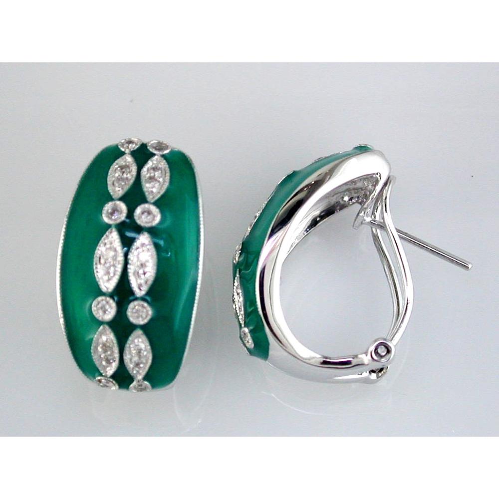 Royal 14K White Gold Diamond & Enamel Earrings - 0.30 Carat Diamond Weight