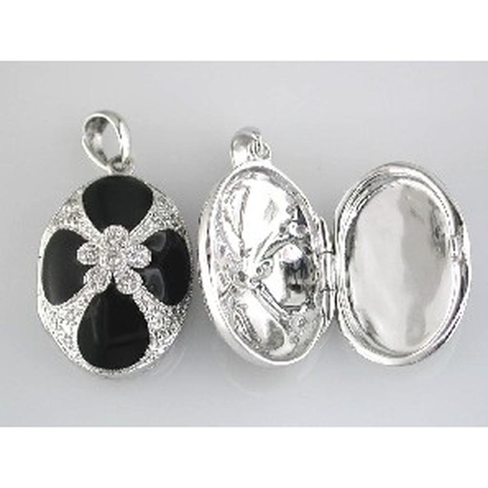 Royal 14K White Gold Diamond & Enamel Pendant - 0.15 Carat Total Diamond Weight