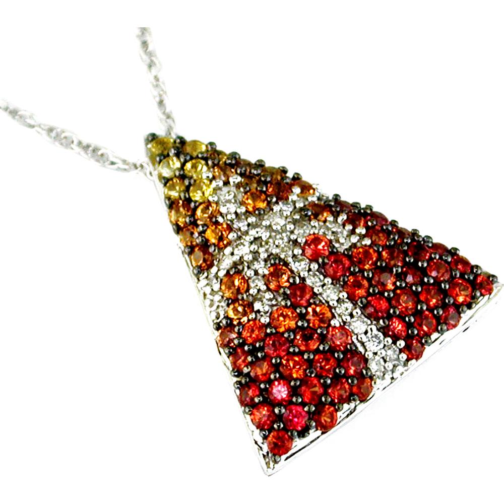 Royal 14K White Gold Diamond and Fancy Sapphire Pendant - 1.60 Carat Total Gem Weight