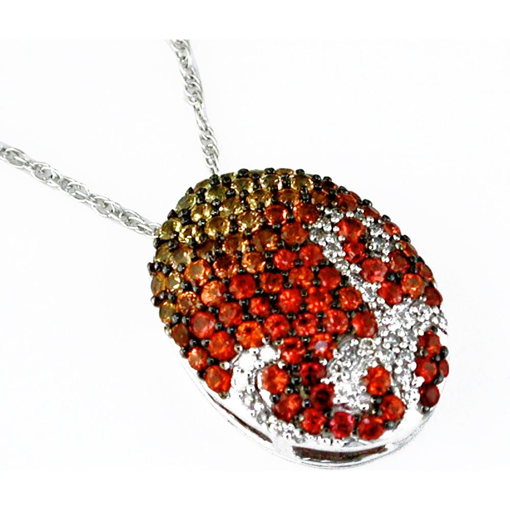 Royal 14K White Gold Diamond and Fancy Sapphire Pendant - 2.25 Carat Total Gemstone Weight