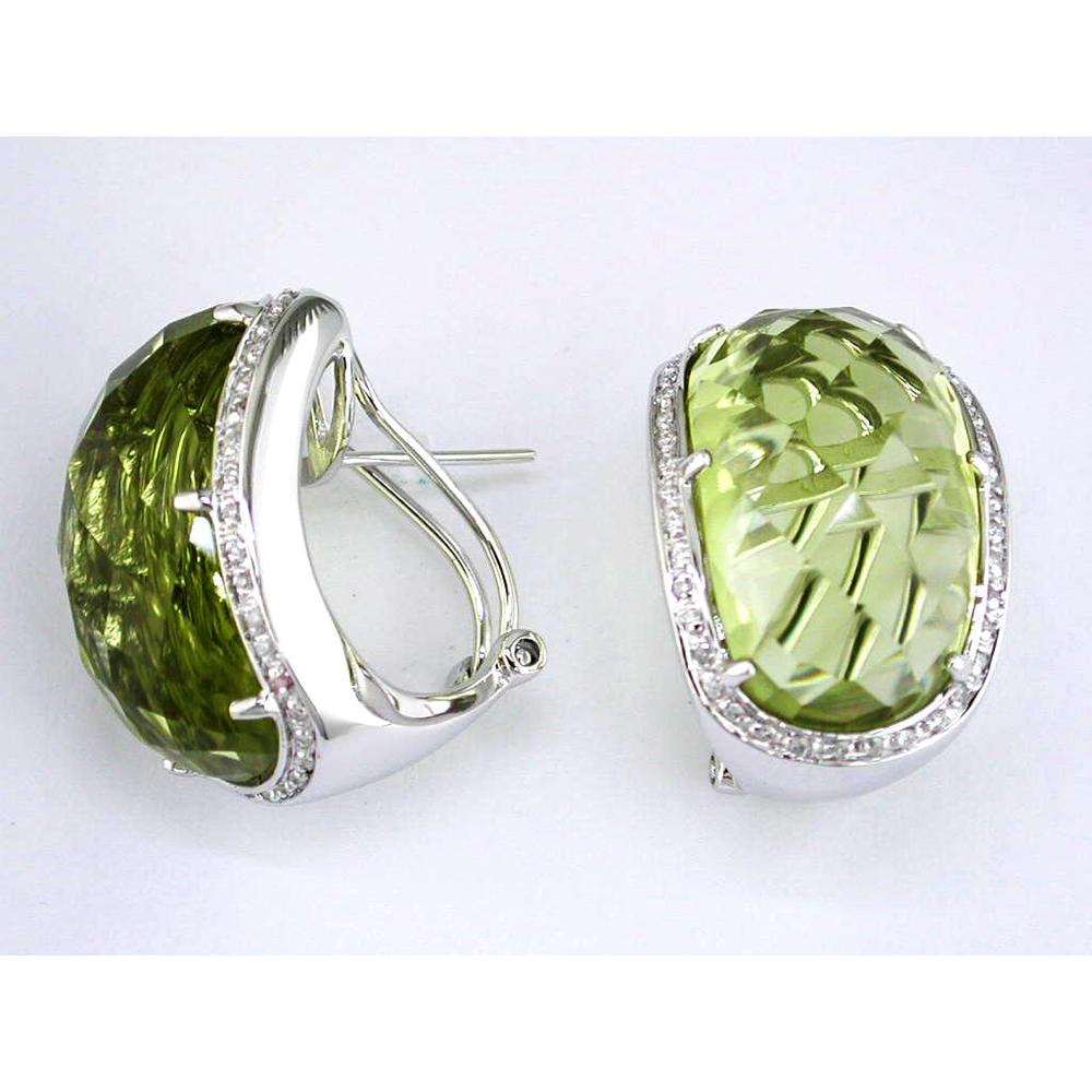 Royal 14K White Gold Diamond & Lemon Quartz Earrings - 37.33 Carats Total Gemstone Weight