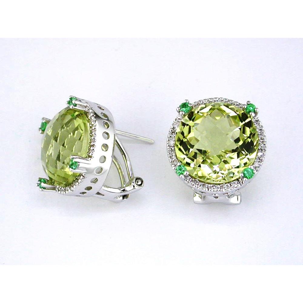 Royal 14K White Gold Diamond & Lemon Quartz Earrings - Sparkling Elegance