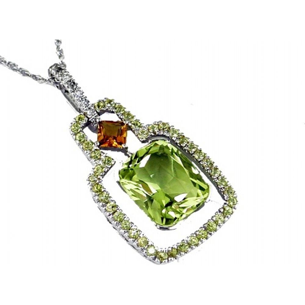 Royal 14K White Gold Diamond and Lemon Quartz Pendant - Radiant Elegance