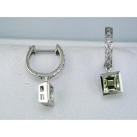 Royal 14K White Gold Diamond & Lemon Quartz Princess Earrings - 0.83 Carat Lemon Quartz Total Weight