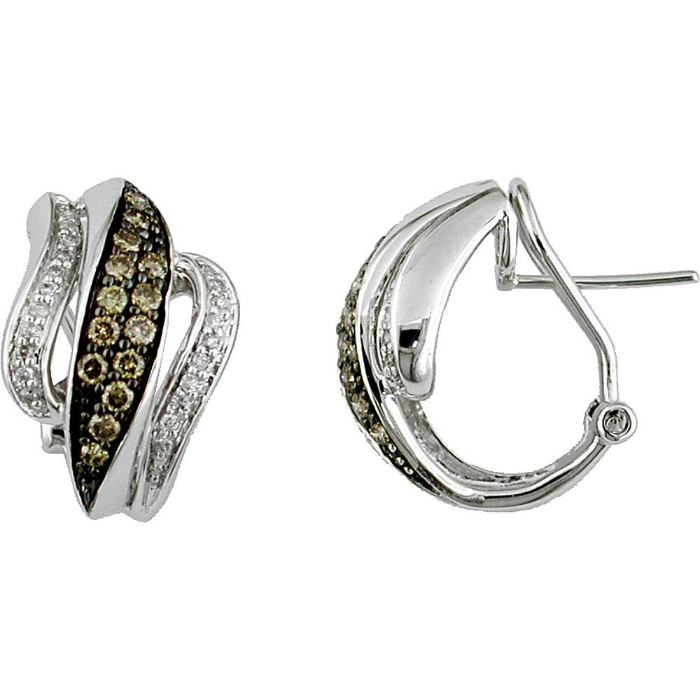 Royal 14K White Gold Diamond & Mocha Diamond Drop Earrings - 0.68 Carat Total Diamond Weight