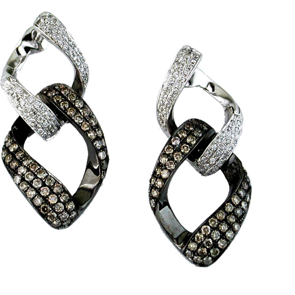 Royal 14K White Gold Diamond & Mocha Diamond Earrings - 1.17 Carat Total Diamond Weight