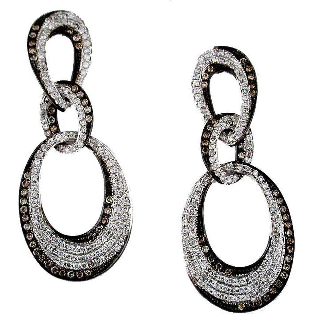 Royal 14K White Gold Diamond & Mocha Diamond Earrings - 1.55 Carat Total Diamond Weight