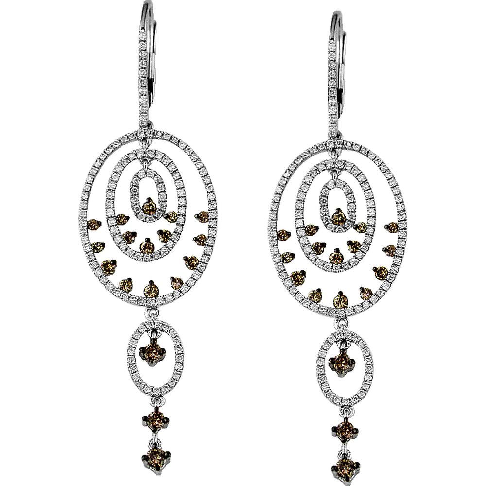 Royal 14K White Gold Diamond & Mocha Diamond Earrings - 1.75 Carat Total Diamond Weight