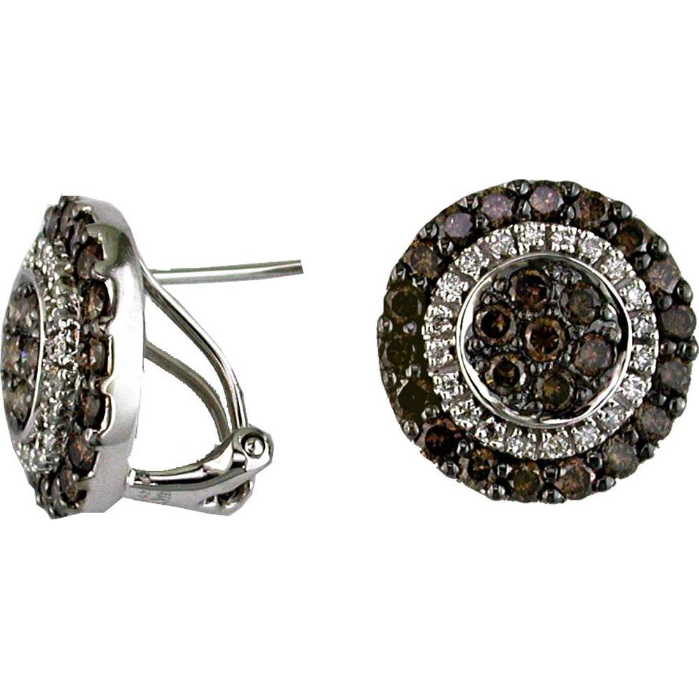 Royal 14K White Gold Diamond & Mocha Diamond Earrings - 1.97 Carat Total Diamond Weight