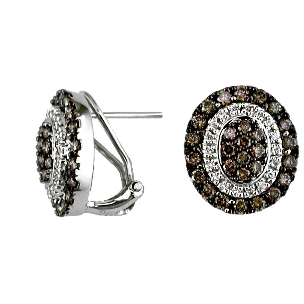 Royal 14K White Gold Diamond & Mocha Diamond Earrings - Elegant Radiance