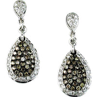 Royal 14K White Gold Diamond & Mocha Diamond Earrings - Elegant Sophistication