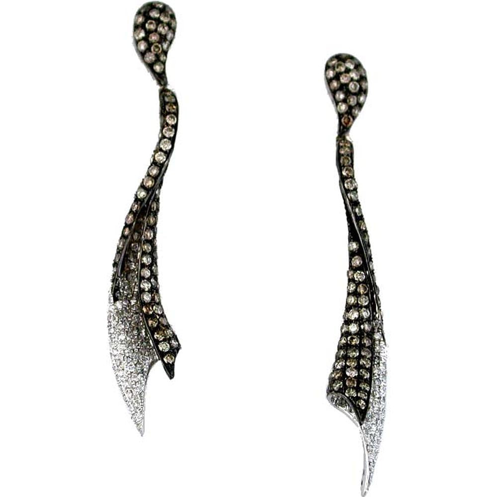 Royal 14K White Gold Diamond & Mocha Diamond Earrings - Exquisite Radiance