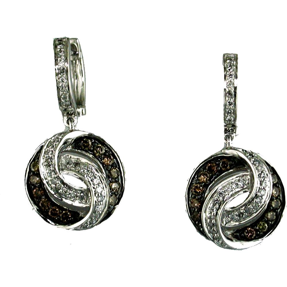 Royal 14K White Gold Diamond & Mocha Diamond Earrings - Timeless Elegance