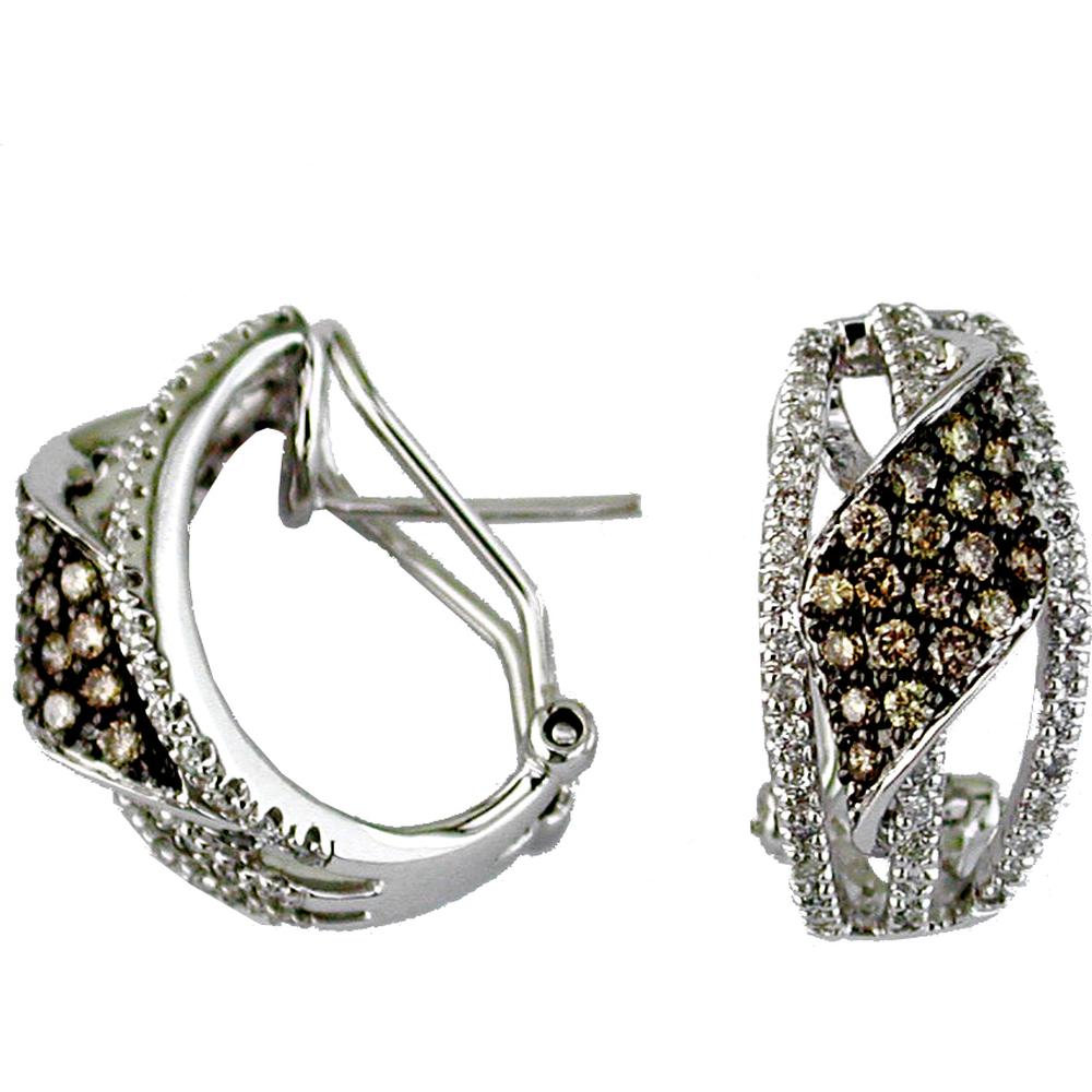 Royal 14K White Gold Diamond & Mocha Diamond Earrings - Timeless Elegance