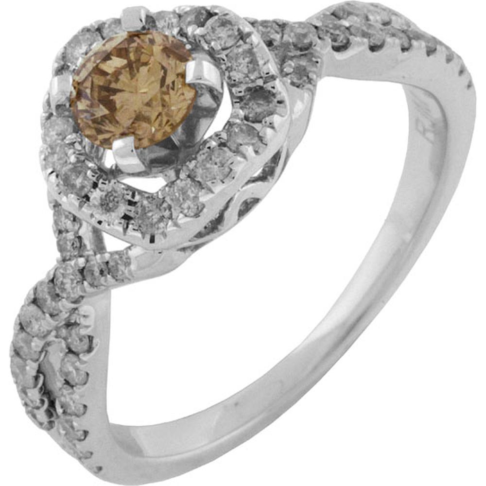 Royal 14K White Gold Diamond and Mocha Diamond Engagement Ring - 1.00 Carat Total Diamond Weight