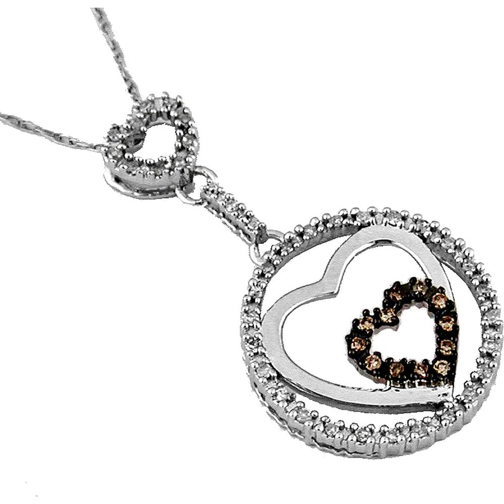 Royal 14K White Gold Diamond & Mocha Diamond Necklace - Timeless Elegance and Radiant Sparkle