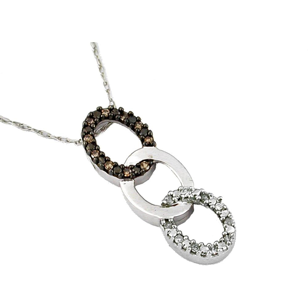 Royal 14K White Gold Diamond & Mocha Diamond Pendant - 0.11 Carat Total Diamond Weight