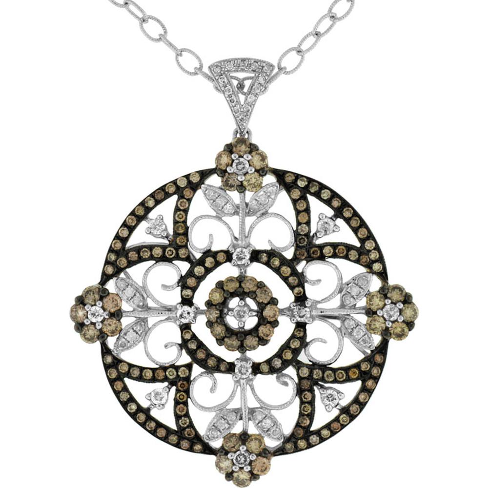 Royal 14K White Gold Diamond & Mocha Diamond Pendant - 0.50 Carat & 2.00 Carat Total Diamond Weight