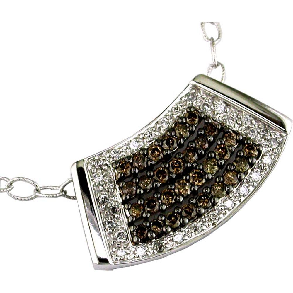 Royal 14K White Gold Diamond & Mocha Diamond Pendant - 1.13 Carat Total Diamond Weight