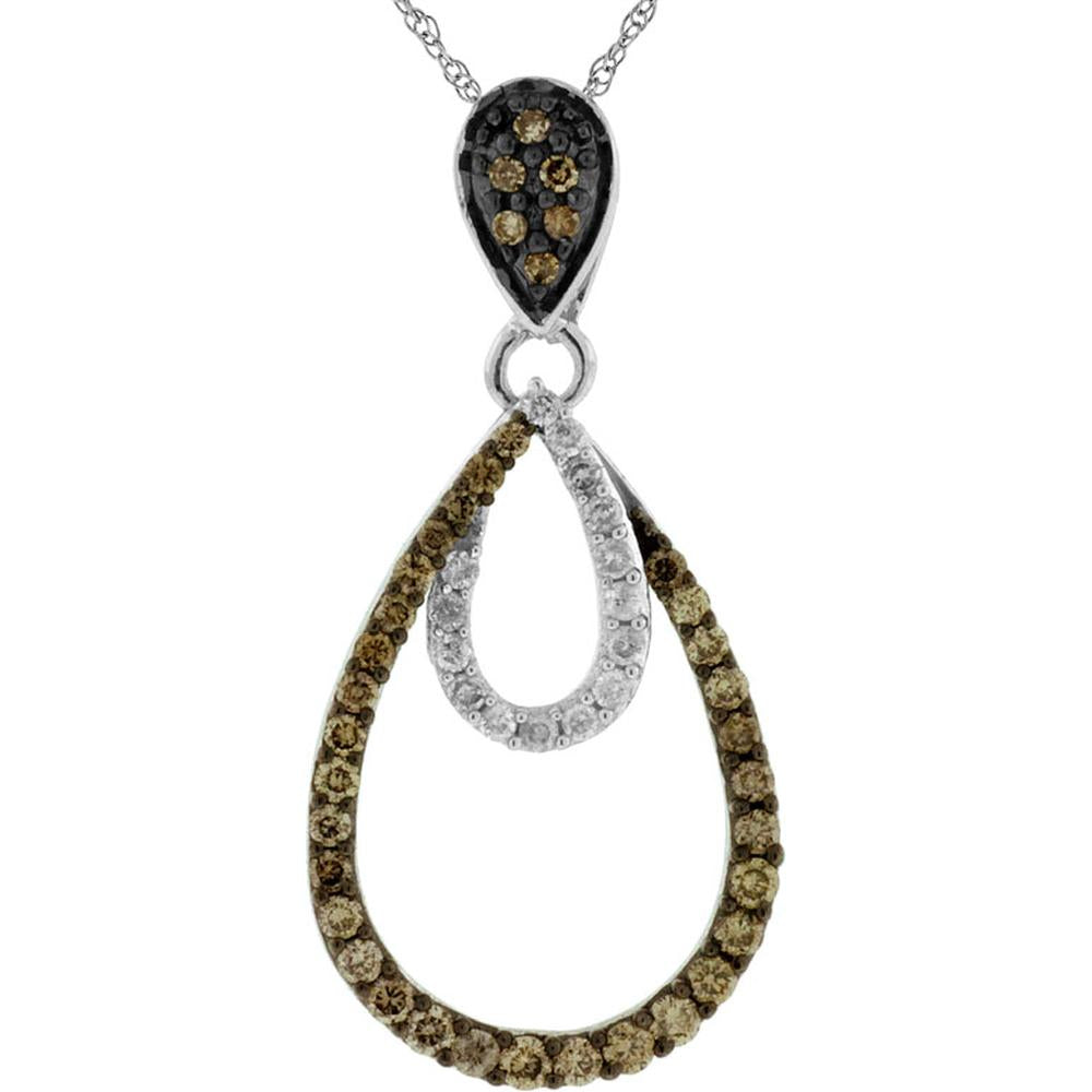 Royal 14K White Gold Diamond & Mocha Diamond Pendant - Elegance Refined