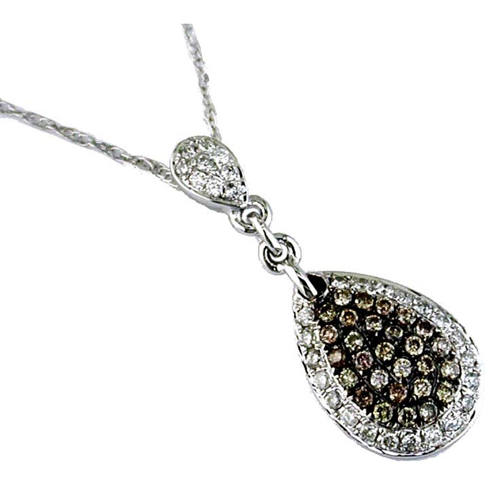 Royal 14K White Gold Diamond & Mocha Diamond Pendant - Exquisite Elegance