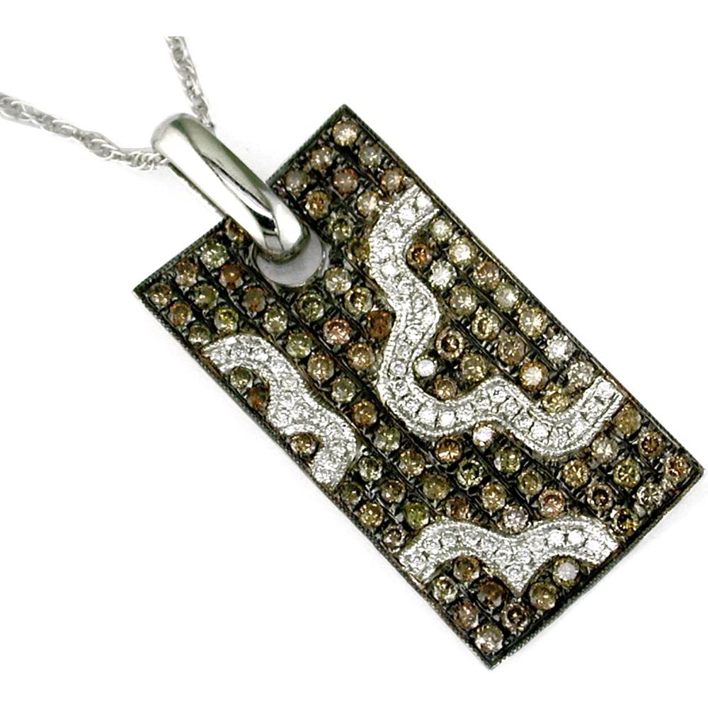 Royal 14K White Gold Diamond & Mocha Diamond Pendant - Timeless Elegance and Modern Charm