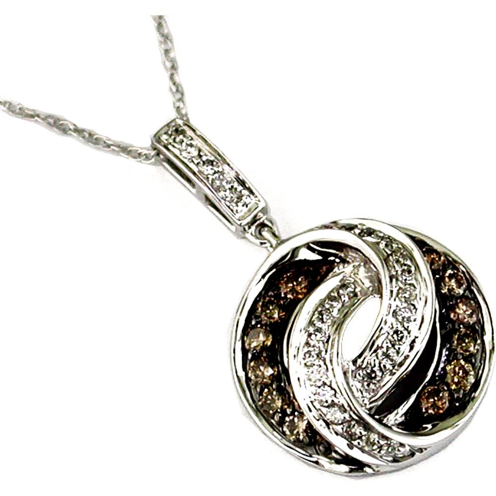 Royal 14K White Gold Diamond & Mocha Diamond Pendant - Timeless Elegance