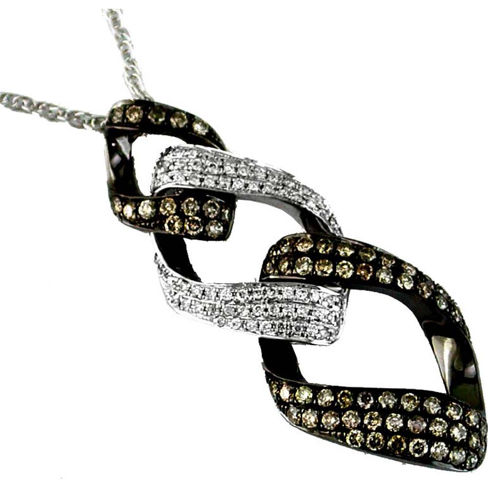 Royal 14K White Gold Diamond & Mocha Diamond Pendant - Timeless Elegance