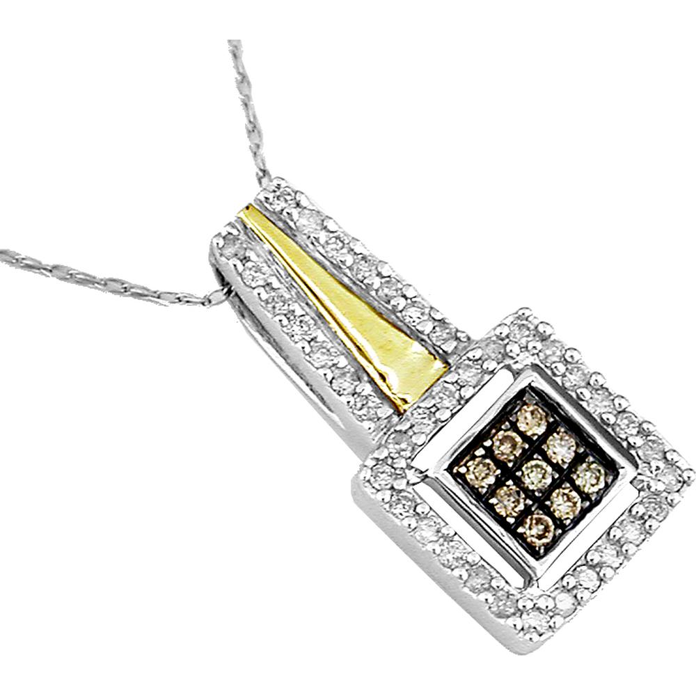 Royal 14K White Gold Diamond & Mocha Diamond Pendant - Timeless Elegance