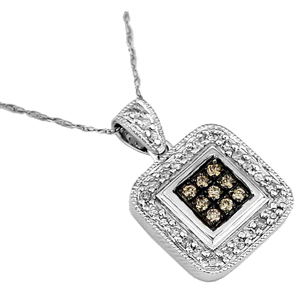 Royal 14K White Gold Diamond & Mocha Diamond Pendant - Timeless Elegance