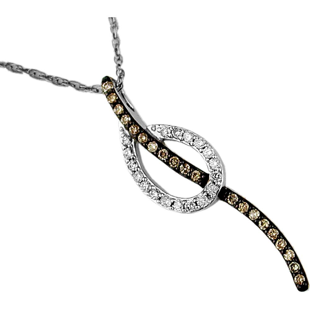 Royal 14K White Gold Diamond & Mocha Diamond Pendant - Timeless Elegance