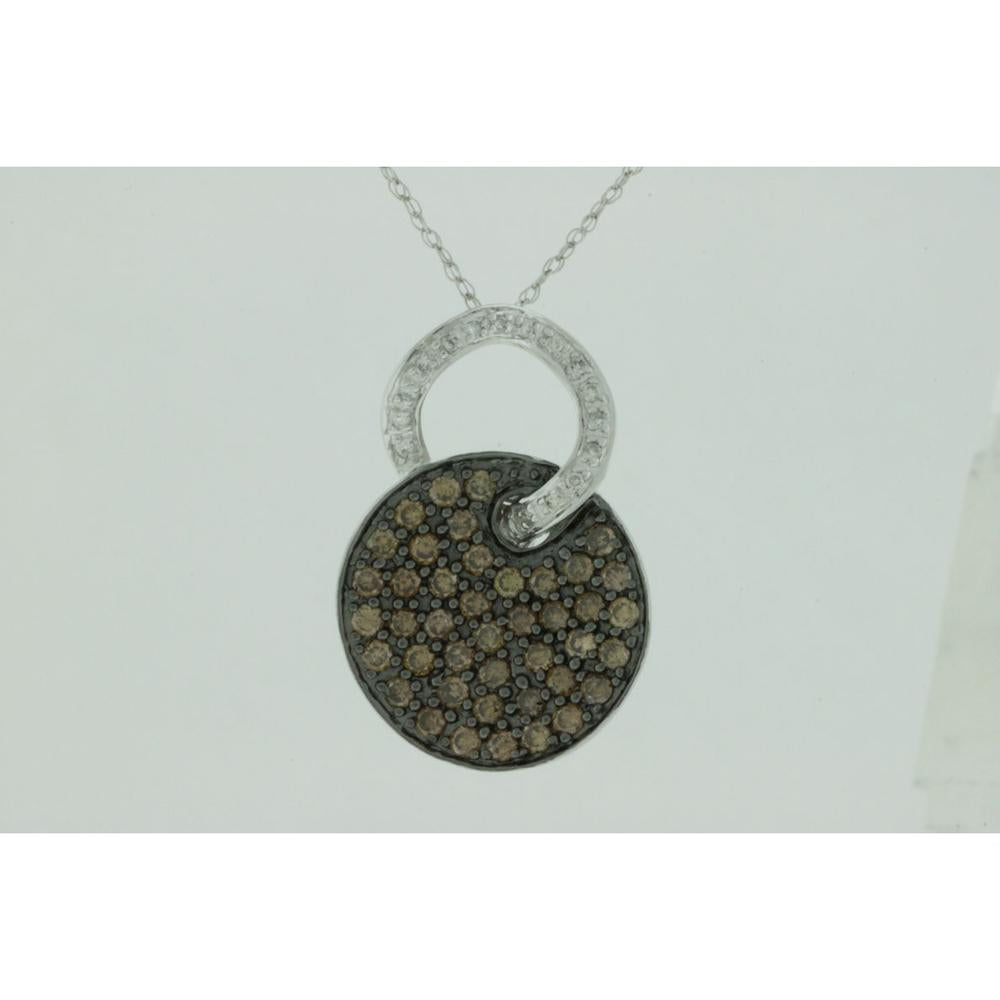 Royal 14K White Gold Diamond & Mocha Diamond Pendant - Timeless Elegance