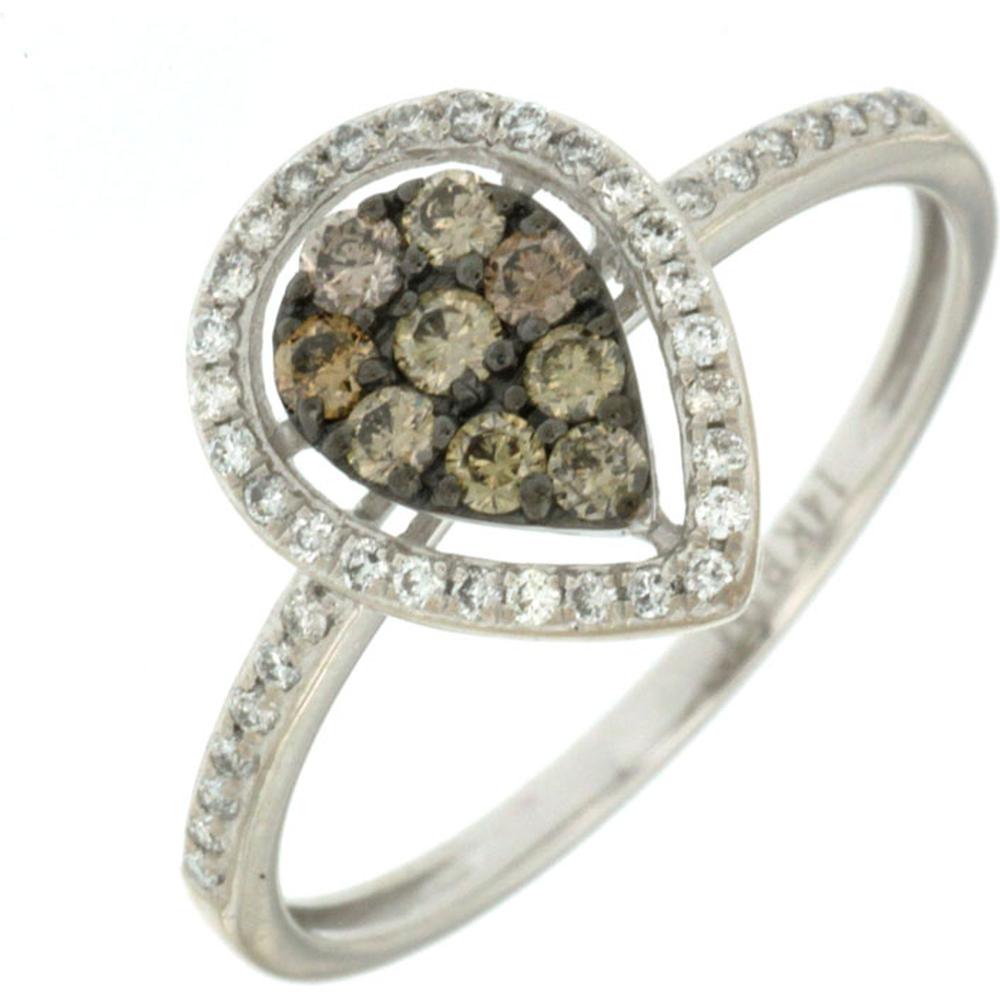 Royal 14K White Gold Diamond & Mocha Diamond Ring - 0.16 Carat Center Stone - 0.25 Carat Total Weight
