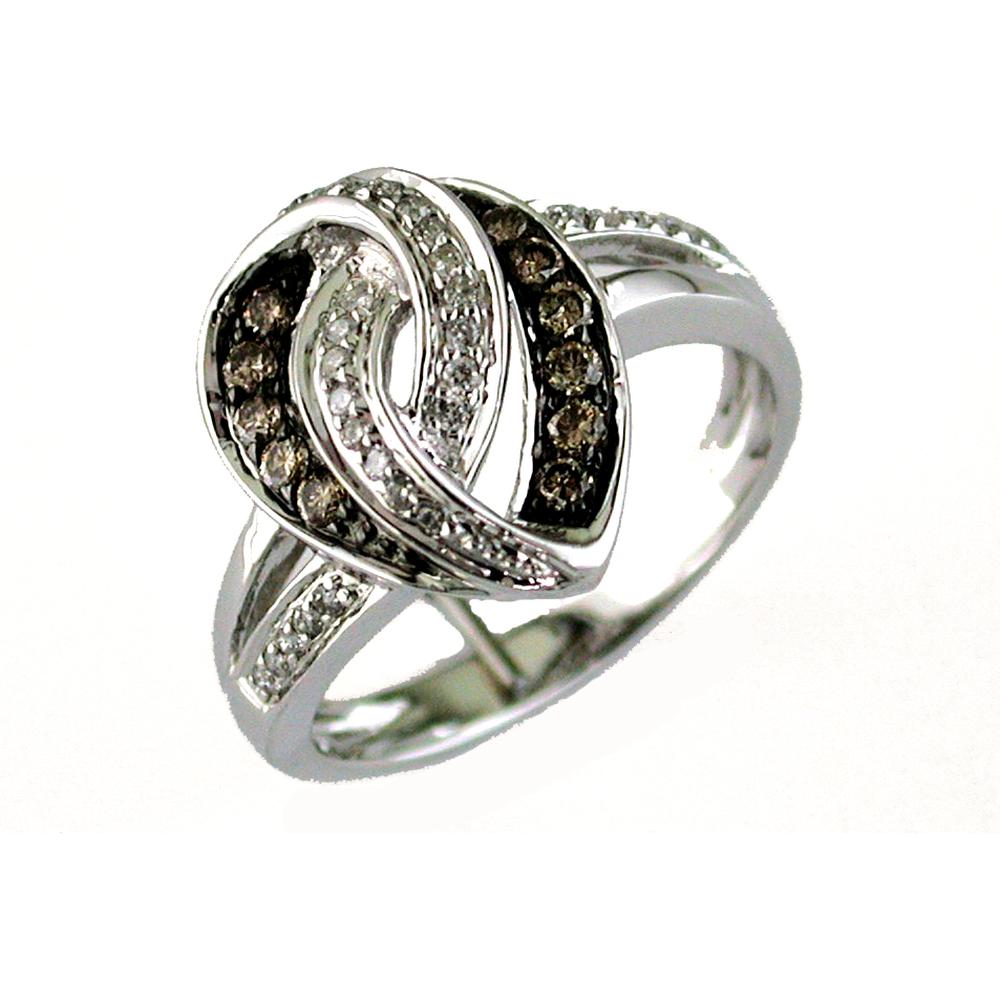 Royal 14K White Gold Diamond & Mocha Diamond Ring - Elegant Embrace