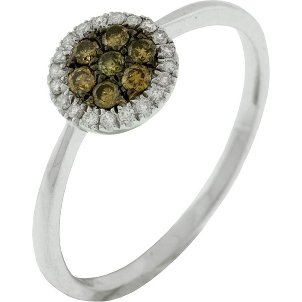 Royal 14K White Gold Diamond & Mocha Diamond Ring - Timeless Elegance in Every Sparkle
