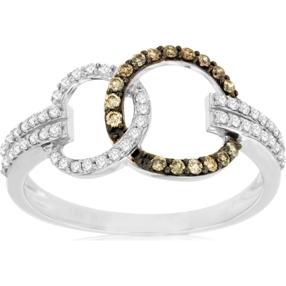 Royal 14K White Gold Diamond & Mocha Diamond Ring - Timeless Elegance