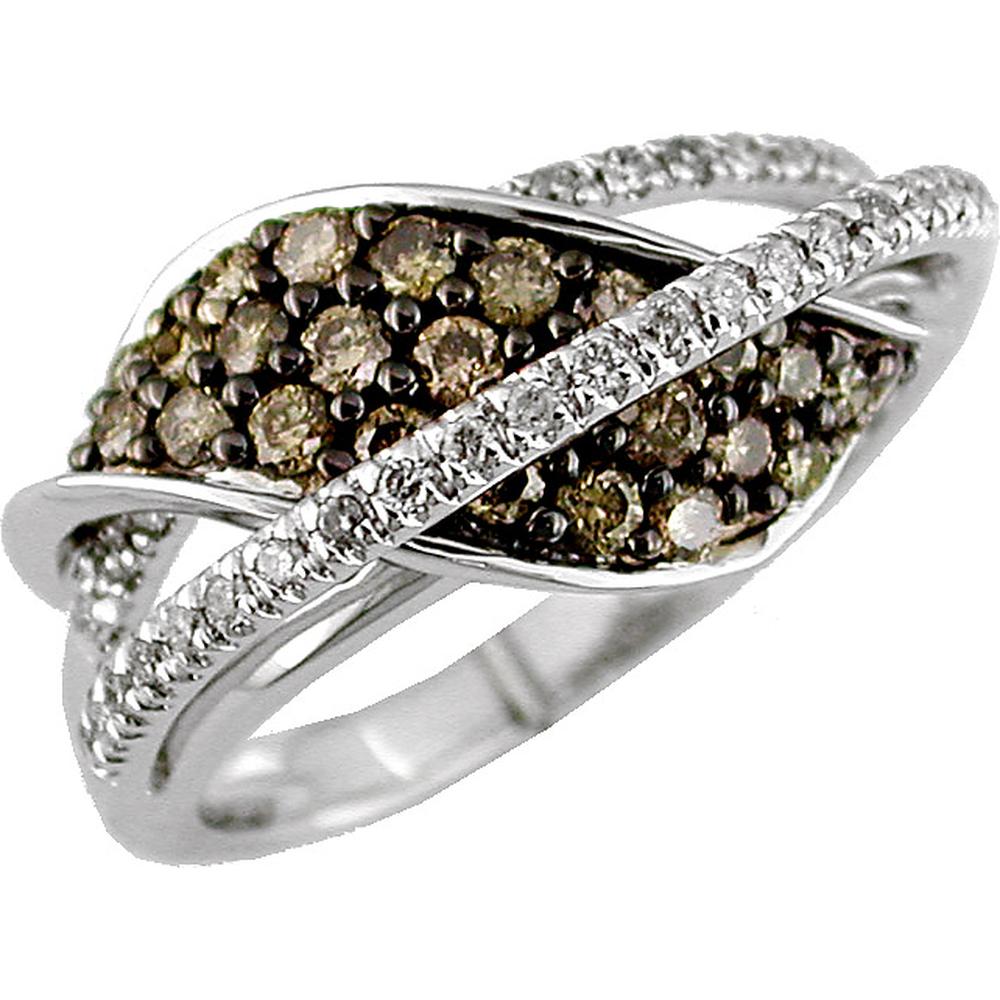 Royal 14K White Gold Diamond & Mocha Diamond Ring - Timeless Elegance with Unique Charm