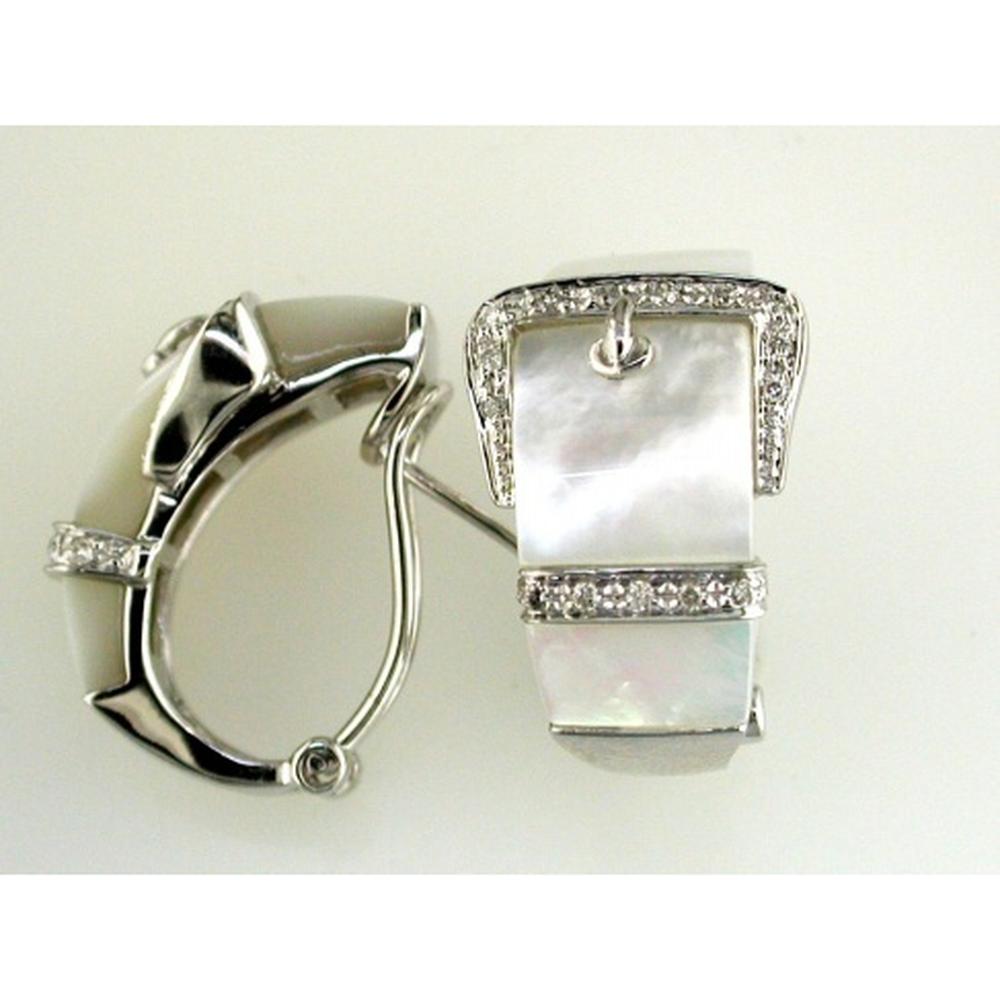 Royal 14K White Gold Diamond and Mother-of-Pearl Earrings - 0.22 Carat Total Diamond Weight
