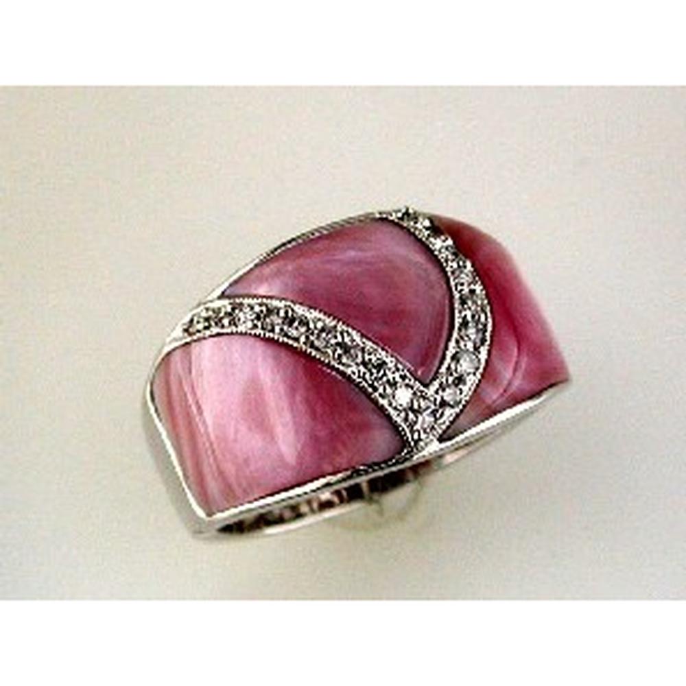 Royal 14K White Gold Diamond & Mother Of Pearl Ring - Timeless Elegance Sparkled with Brilliance