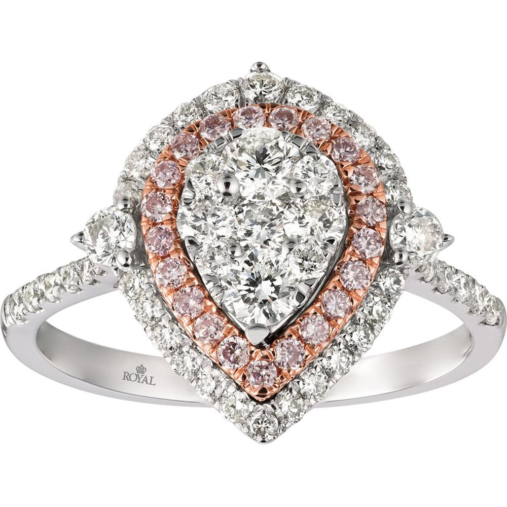 Royal 14K White Gold Diamond and Pink Diamond Ring - 1.09 Carat Total Diamond Weight