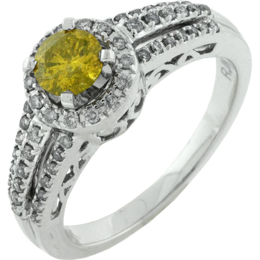 Royal 14K White Gold Diamond & Yellow Diamond Engagement Ring - Eternal Love Brilliance