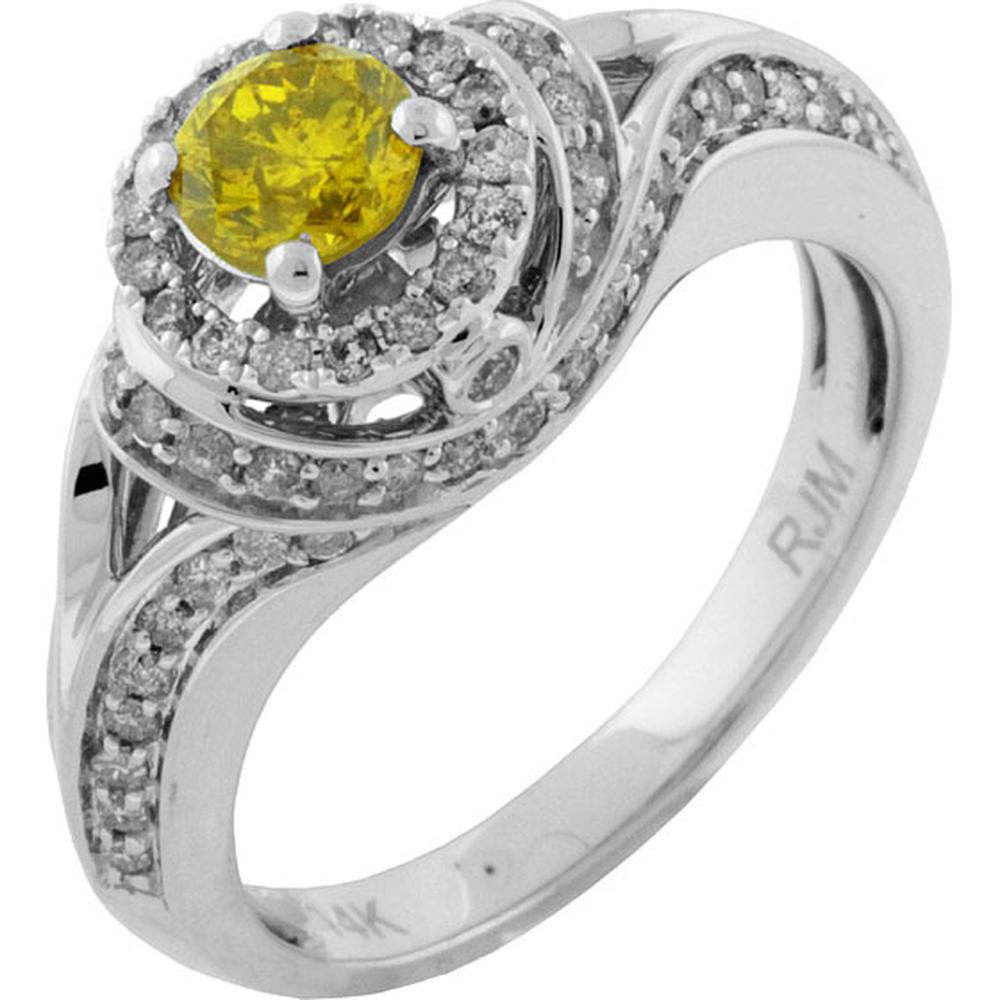 Royal 14K White Gold Diamond & Yellow Diamond Engagement Ring - Timeless Elegance