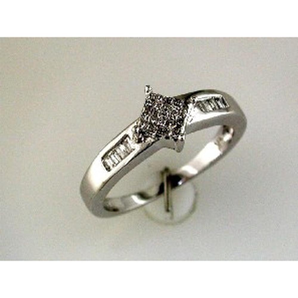 Royal 14K White Gold Diamond Baguette and Round Ring - 0.24 Carat Total Diamond Weight