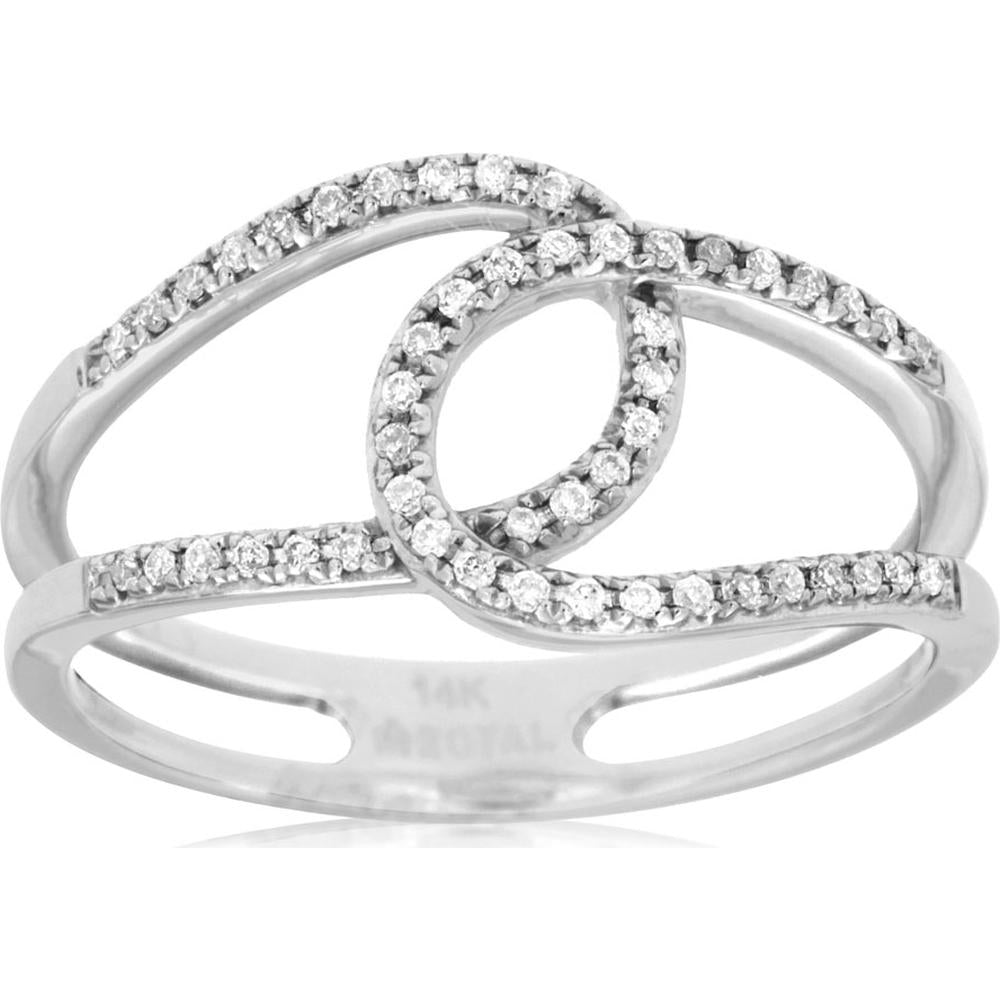 Royal 14K White Gold Diamond Band Ring with Intertwining Design - 0.21 Carats Total Diamond Weight