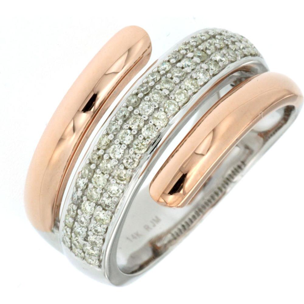 Royal 14K White Gold Diamond Band Ring with Pave Set Round Diamonds - 0.45 Carats Total Diamond Weight